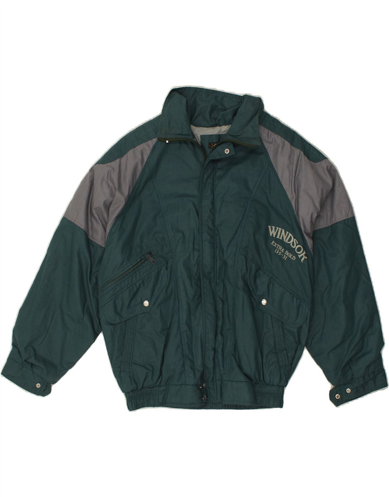 JORDACHE Mens Windsor Graphic Padded Jacket UK 36 Small Green Colourblock | Vintage Jordache | Thrift | Second-Hand Jordache | Used Clothing | Messina Hembry 