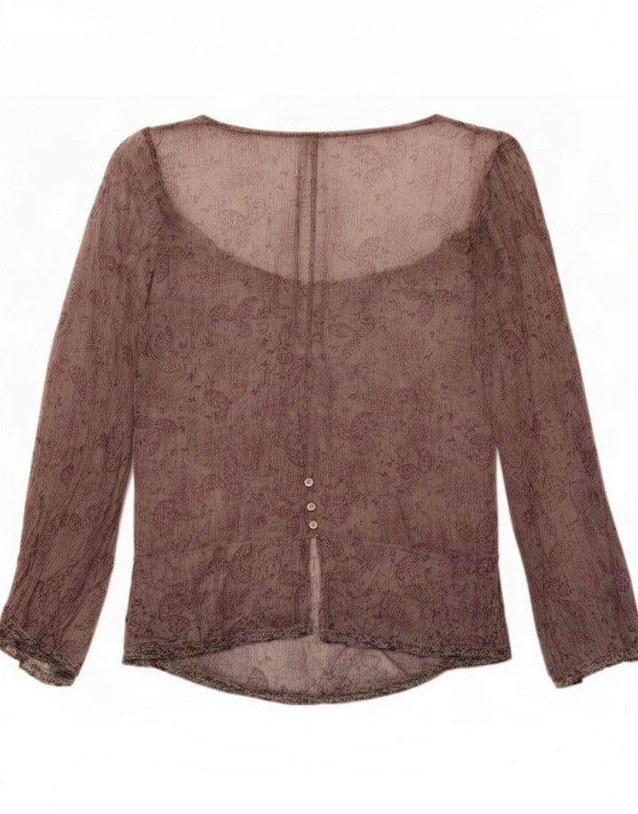 Max & Co. Womens Long Sleeve Off Shoulder Top UK 12 Medium Purple Floral