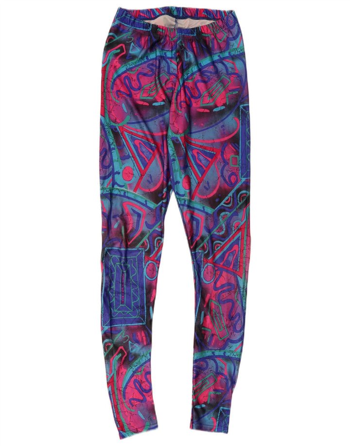 VINTAGE Womens Leggings UK 6 XS Multicoloured Geometric