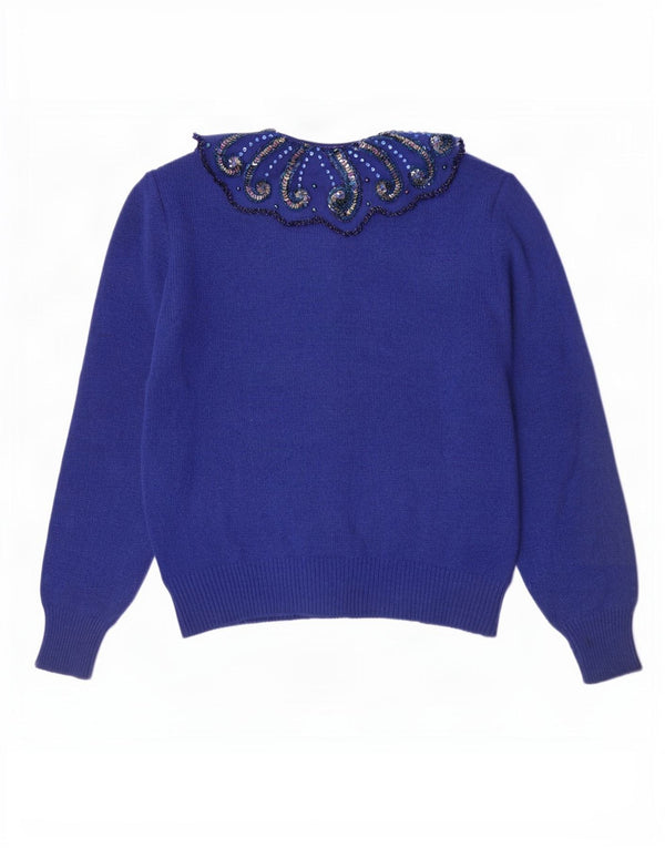 Vintage Womens Cardigan Sweater IT 44 Medium Blue Wool