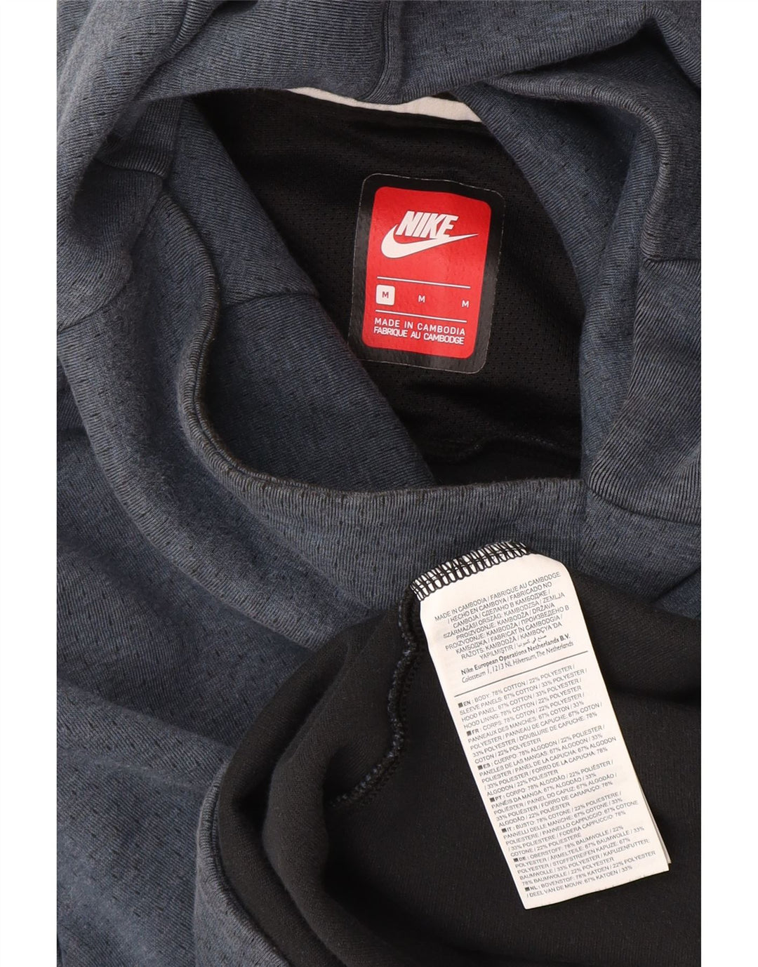 Nike Mens Hoodie Jumper Medium Navy Blue Cotton