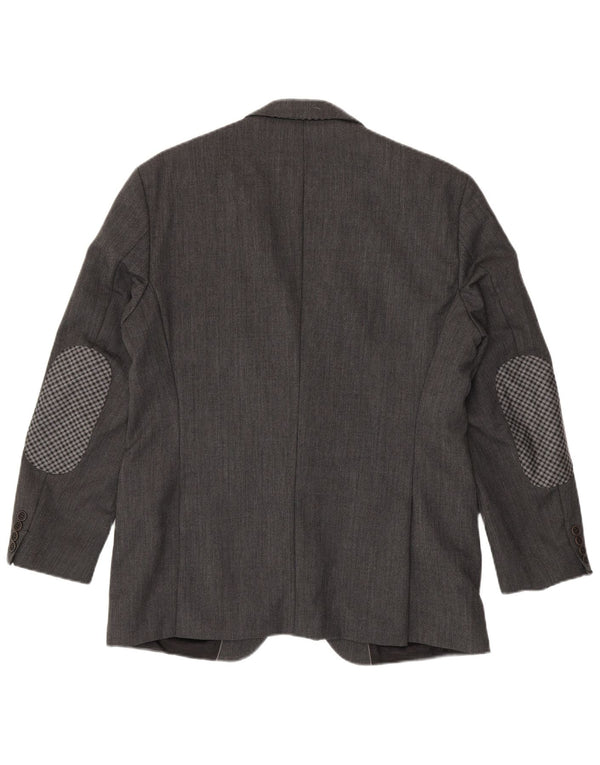 Hugo Boss Mens 2 Button Blazer Jacket EU 52 XL Grey Virgin Wool