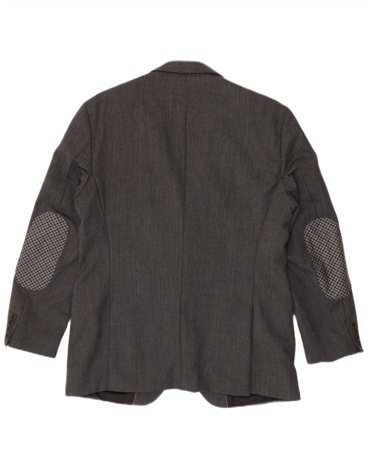 Hugo Boss Mens 2 Button Blazer Jacket EU 52 XL Grey Virgin Wool