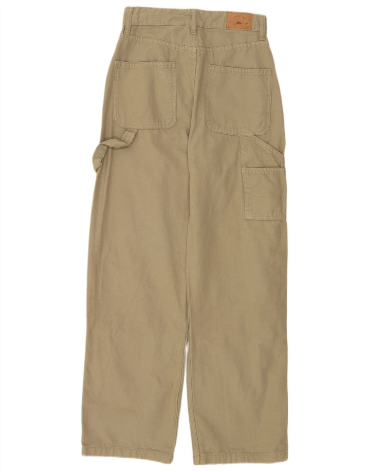 Superdry Womens Straight Cargo Trousers W26 L30 Khaki Cotton