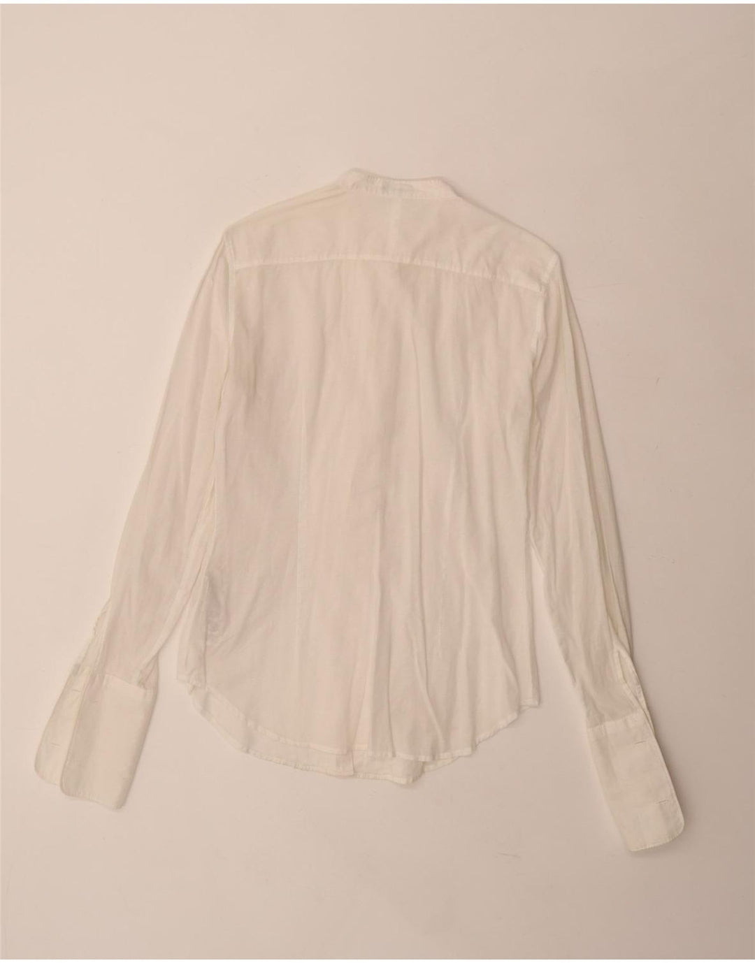Benetton Womens Ruffle Front Formal Shirt UK 10 Small White Cotton