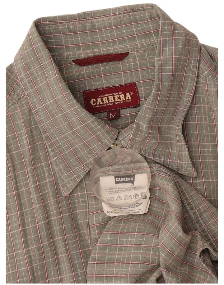 Carrera Mens Short Sleeve Shirt Medium Grey Check Cotton