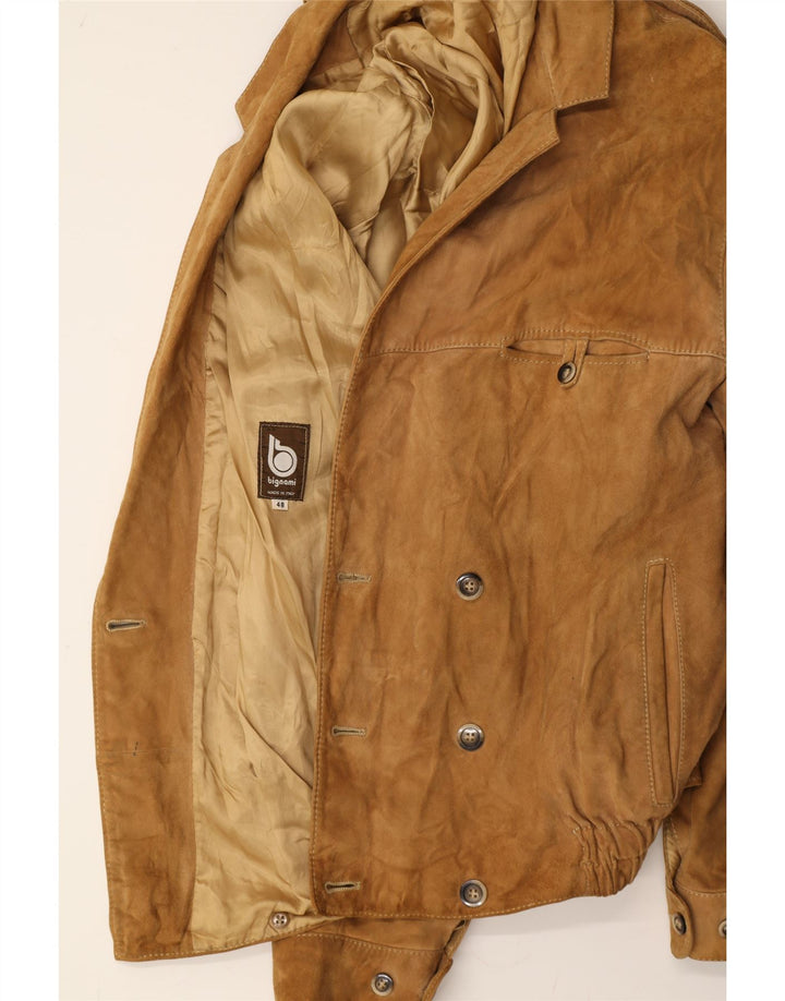 BIGNAMI Mens Suede Bomber Jacket IT 48 Medium Brown Vintage Bignami and Second-Hand Bignami from Messina Hembry 