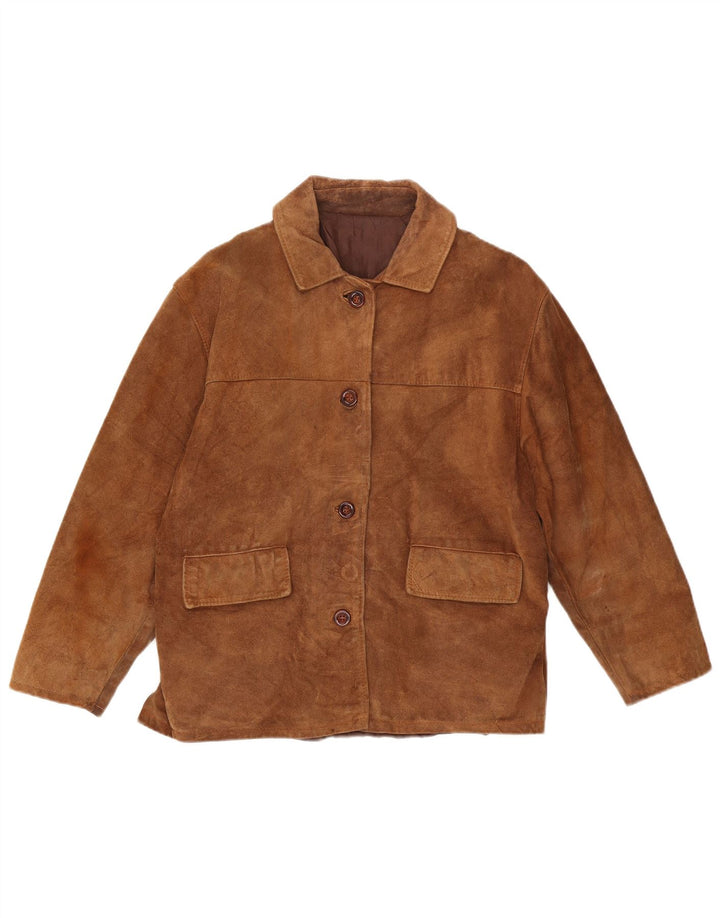 Vintage Womens Suede Jacket UK 16 Large Brown