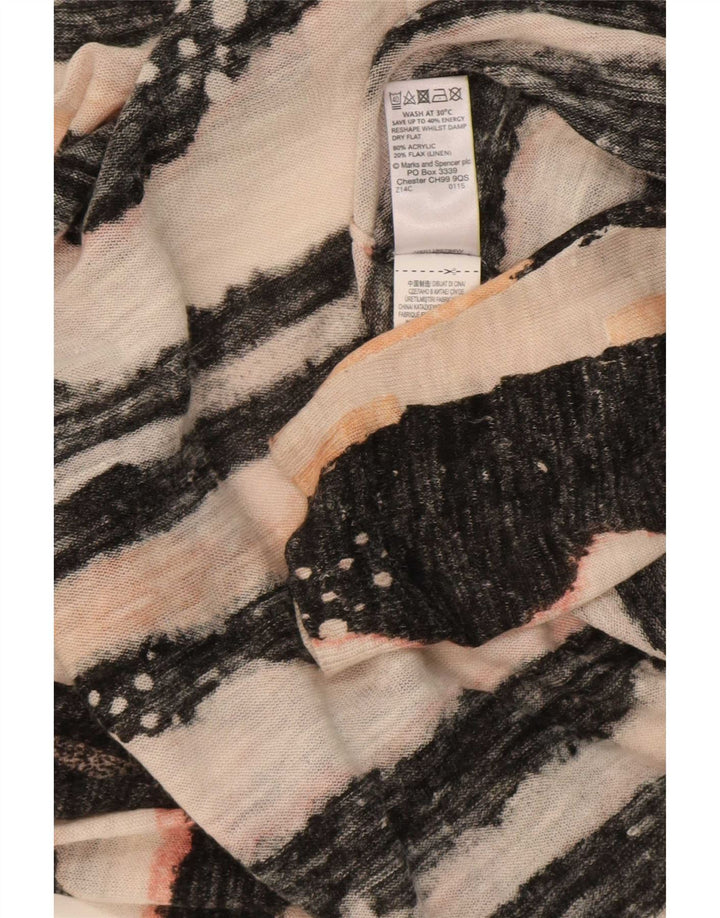 Marks & Spencer Womens Oversized Cardigan Sweater UK 16 Large Black Striped