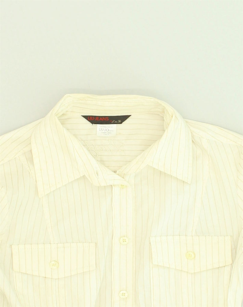 LIU JO Womens Shirt IT 42 Medium Off White Pinstripe Cotton | Vintage Liu Jo | Thrift | Second-Hand Liu Jo | Used Clothing | Messina Hembry 