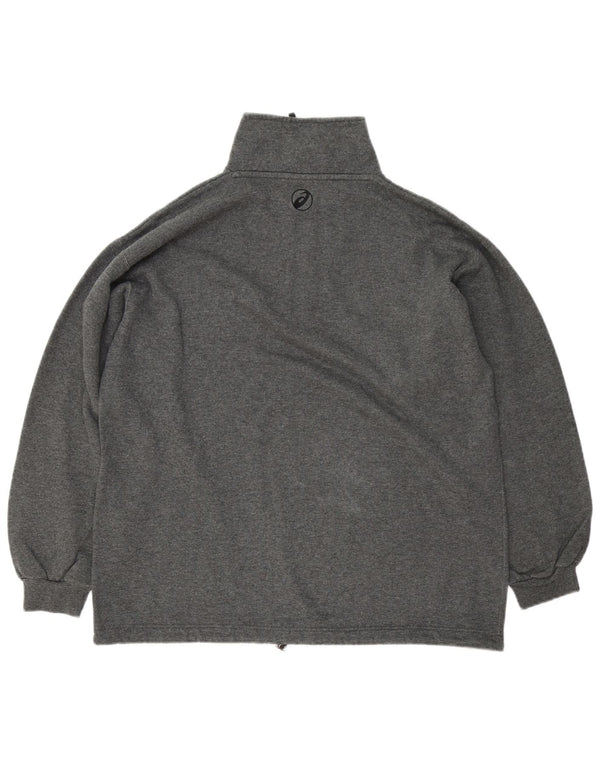 Asics Mens Zip Neck Sweatshirt Jumper Medium Grey Cotton