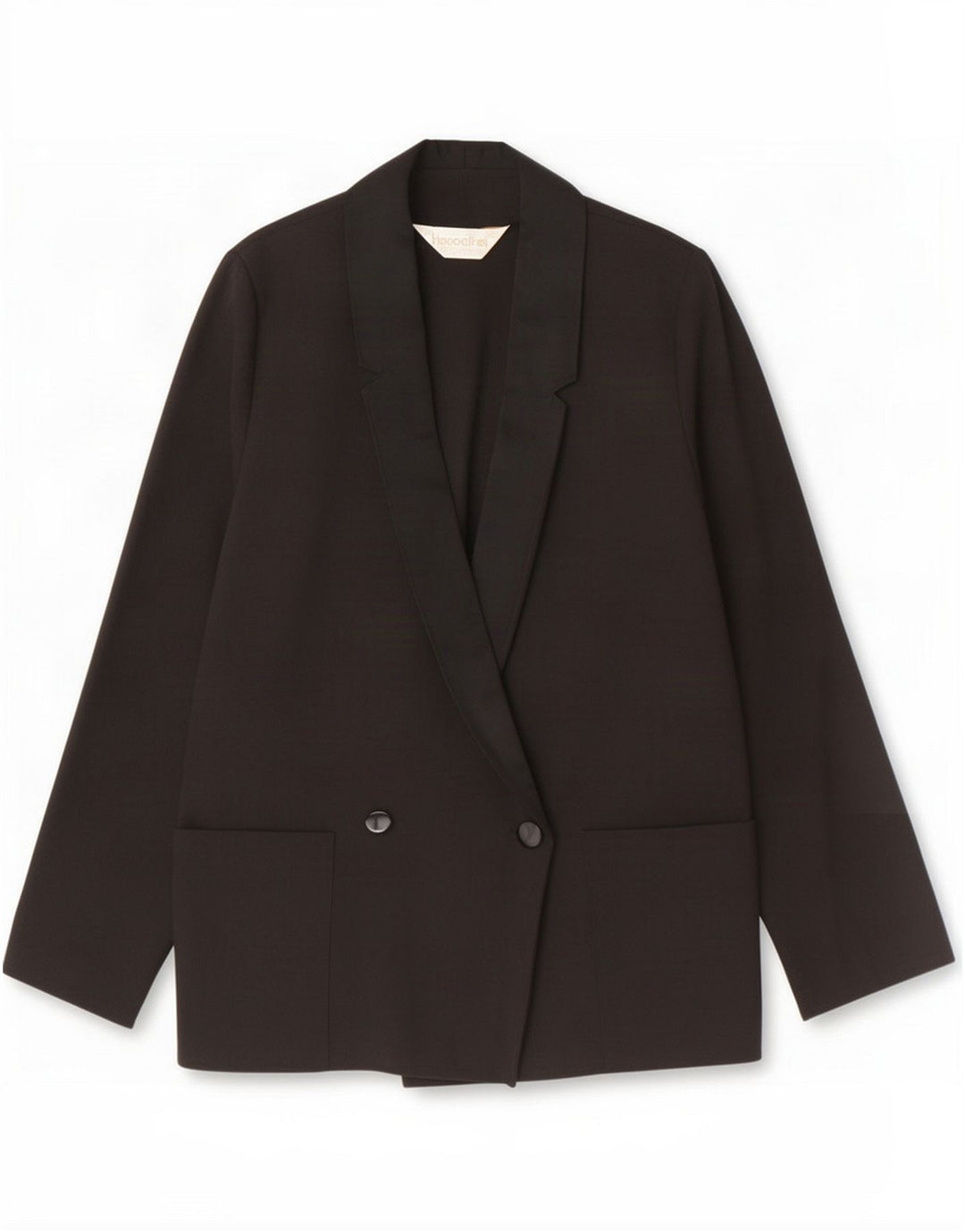 Vintage Womens Double Breasted Blazer Jacket EU 36 Small Black Polyester