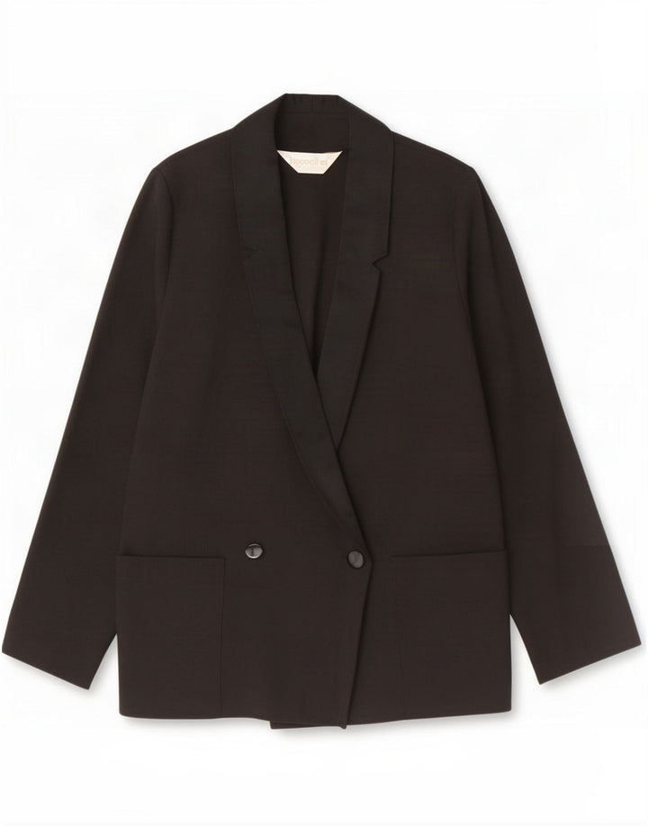 Vintage Womens Double Breasted Blazer Jacket EU 36 Small Black Polyester