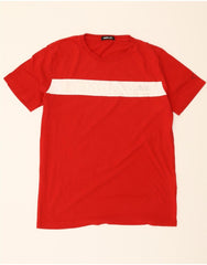 REPLAY Mens T-Shirt Top Medium Red Colourblock Cotton