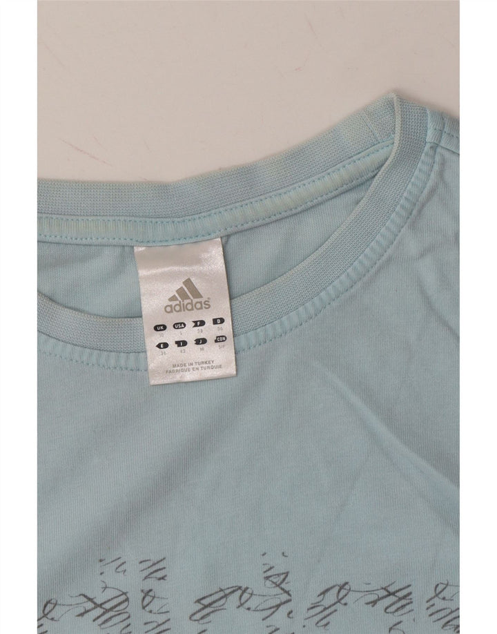 ADIDAS Womens Graphic Top Long Sleeve UK 10 Small Blue Cotton Vintage Adidas and Second-Hand Adidas from Messina Hembry 