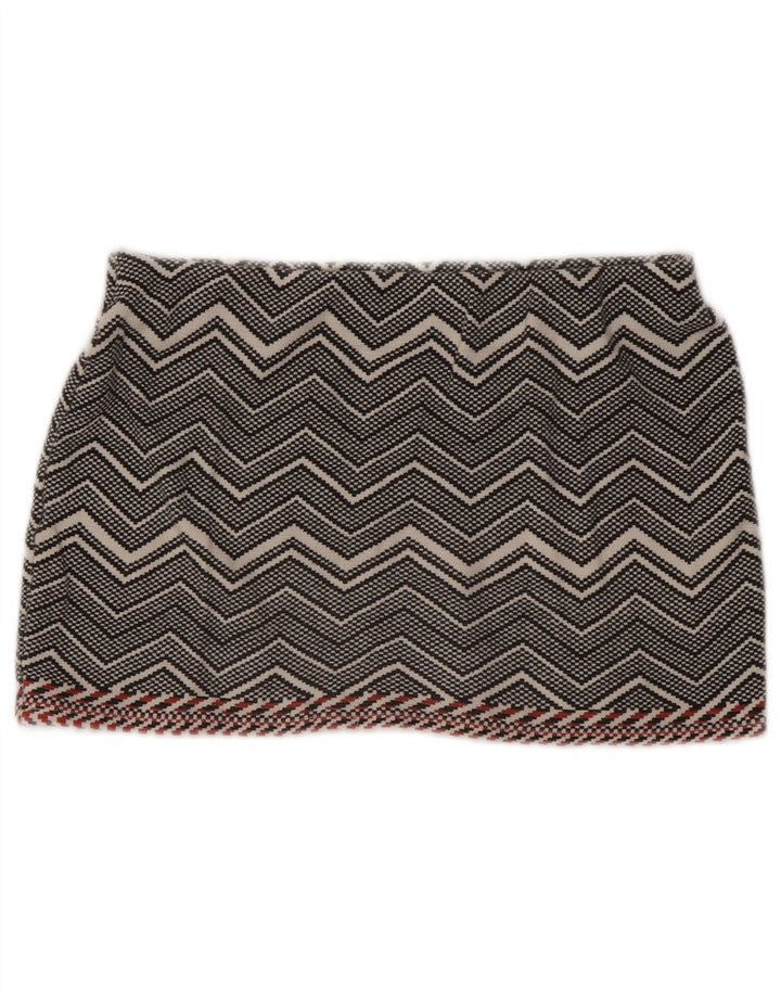 Zara Womens Trafaluc Mini Skirt Medium W28 Grey Chevron