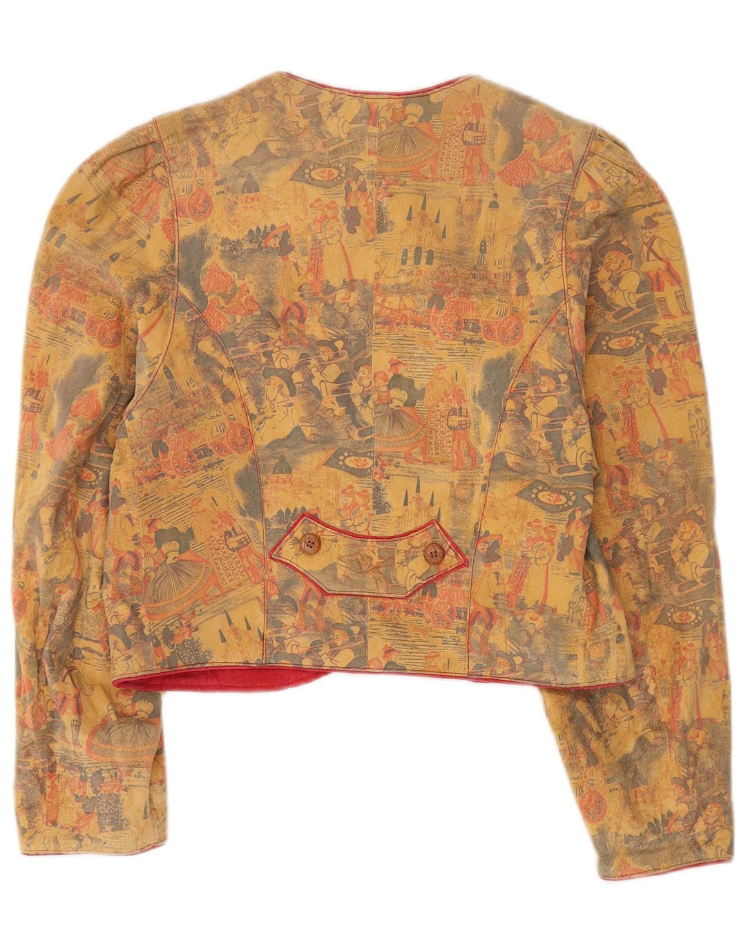 Vintage Womens Trachten 4 Button Blazer Jacket EU 36 Small Beige Leather