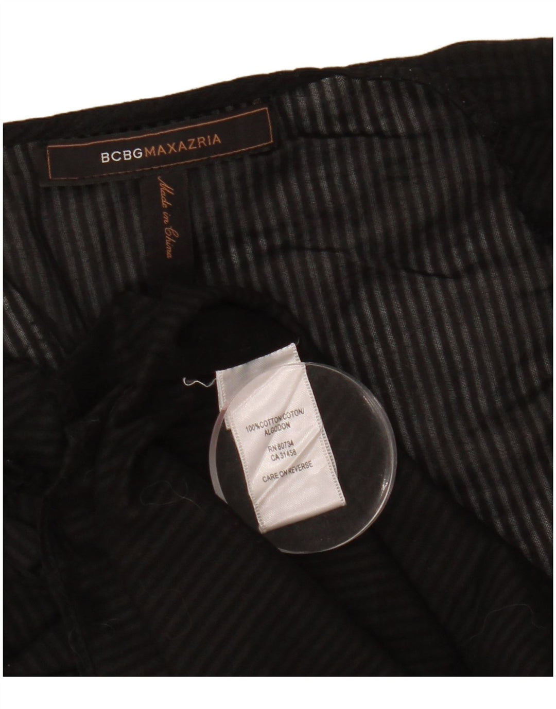 BCBGMAXAZRIA Womens Blouse Top UK 12 Medium Black Striped Cotton