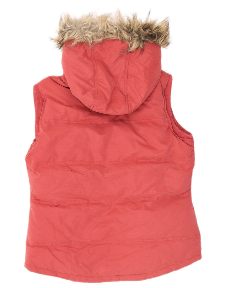 Fat Face Womens Hooded Padded Gilet UK 12 Medium Pink Polyester