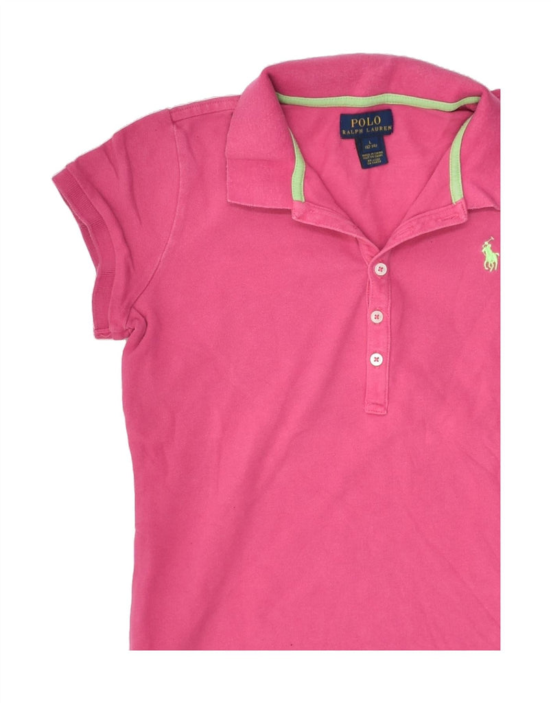 POLO RALPH LAUREN Girls Polo Shirt 12-13 Years Large  Pink Cotton | Vintage Polo Ralph Lauren | Thrift | Second-Hand Polo Ralph Lauren | Used Clothing | Messina Hembry 