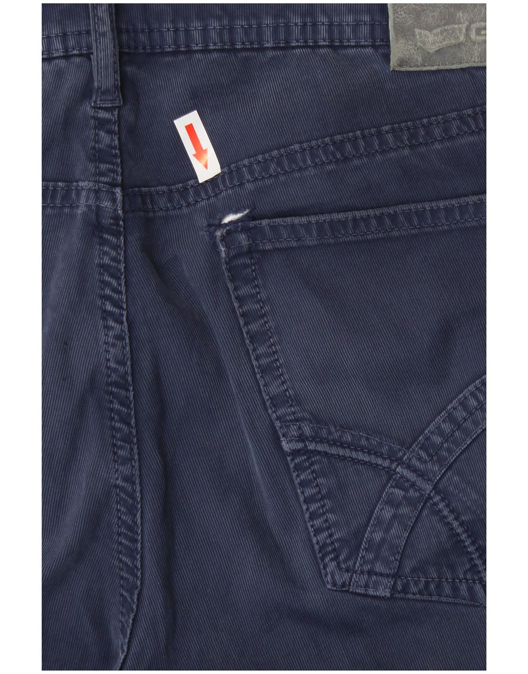 Gas Mens Slim Casual Trousers W33 L34 Navy Blue Cotton