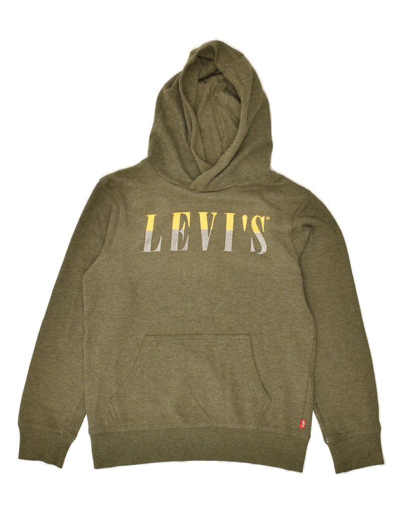 LEVI'S Boys Graphic Hoodie Jumper 11-12 Years Khaki Vintage Levi's and Second-Hand Levi's from Messina Hembry 