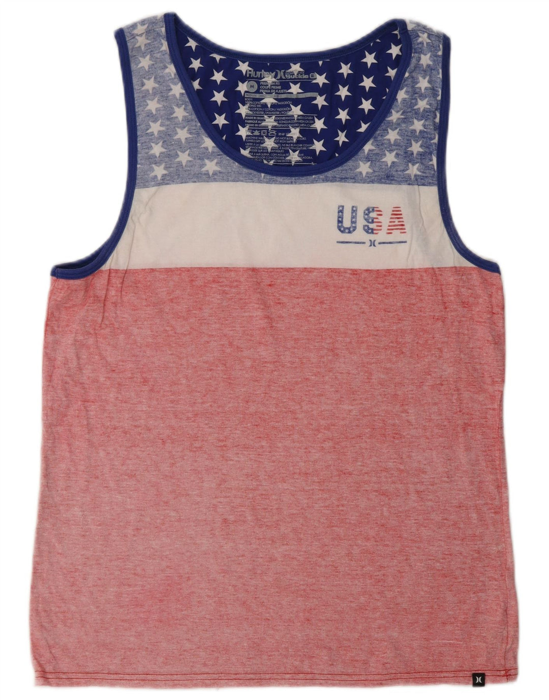 Hurley Womens USA Graphic Vest Top UK 14 Medium Pink Colourblock Cotton
