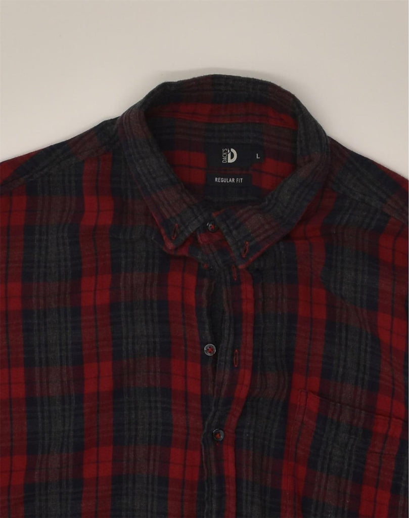 DACK'S Mens Regular Fit Flannel Shirt Large Red Check Cotton | Vintage Dack's | Thrift | Second-Hand Dack's | Used Clothing | Messina Hembry 