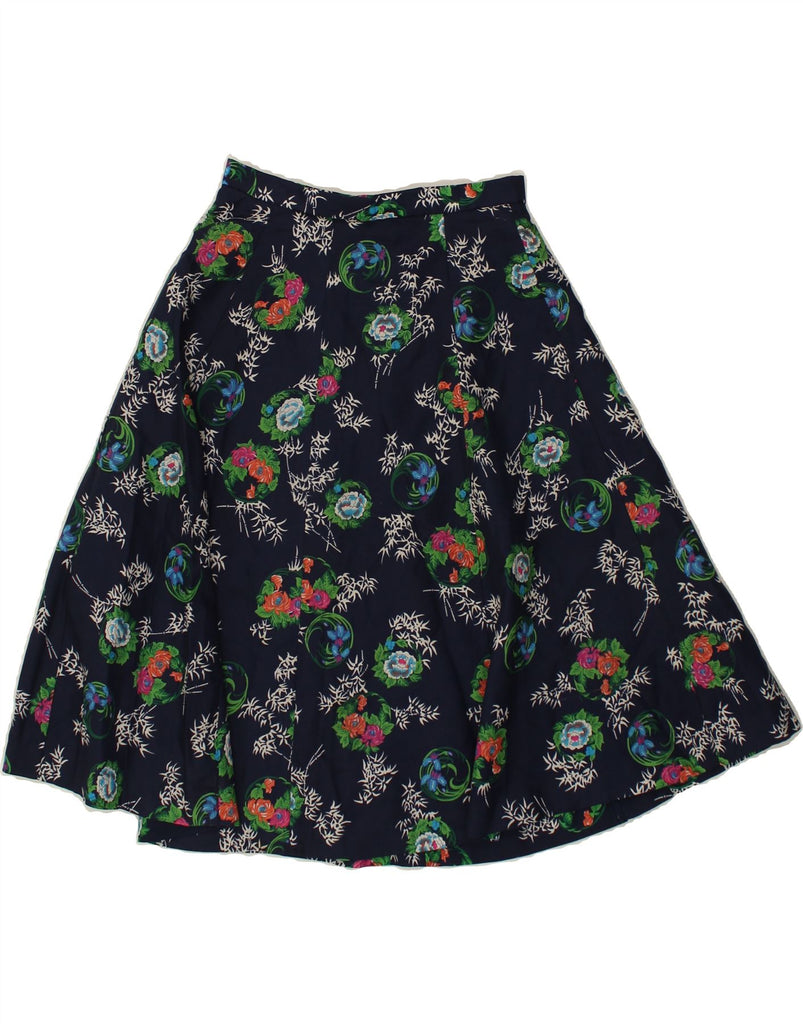 VINTAGE Womens A-Line Skirt W24 XS Navy Blue Floral | Vintage Vintage | Thrift | Second-Hand Vintage | Used Clothing | Messina Hembry 