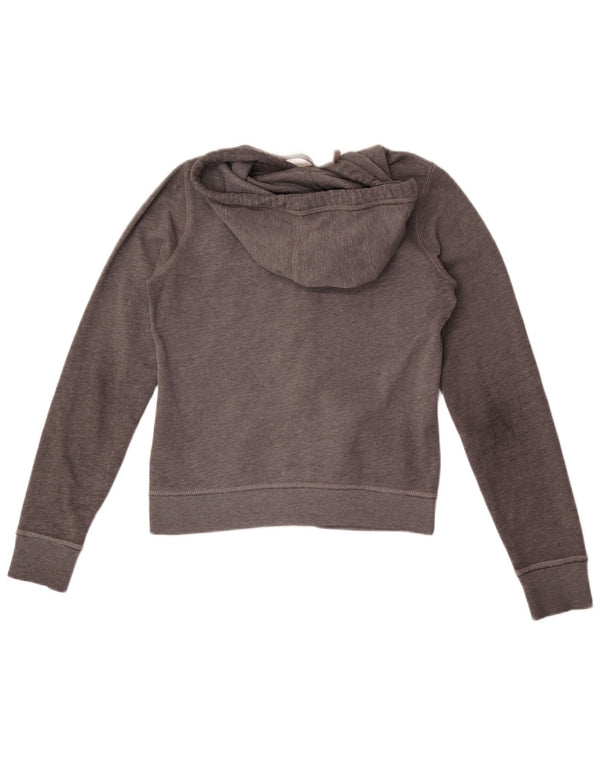 Hollister Womens Graphic Zip Hoodie Sweater UK 14 Medium Grey Flecked