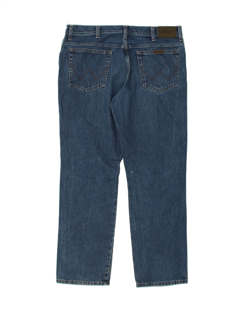 WRANGLER Mens Regular Fit Straight Jeans W38 L32 Blue Cotton | Vintage Wrangler | Thrift | Second-Hand Wrangler | Used Clothing | Messina Hembry 
