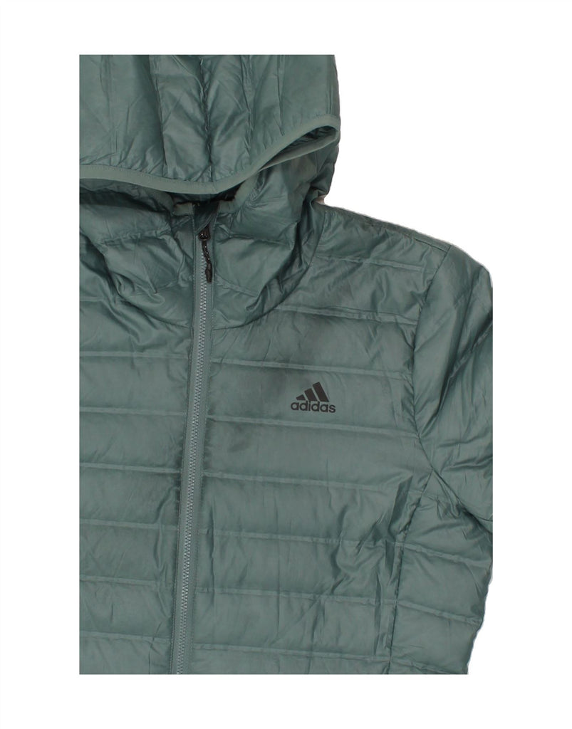 ADIDAS Womens Hooded Padded Jacket UK 10 Small Green Polyester | Vintage Adidas | Thrift | Second-Hand Adidas | Used Clothing | Messina Hembry 