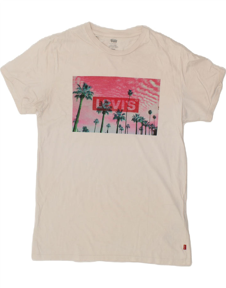 LEVI'S Womens Graphic T-Shirt Top UK 14 Medium White Cotton Vintage Levi's and Second-Hand Levi's from Messina Hembry 
