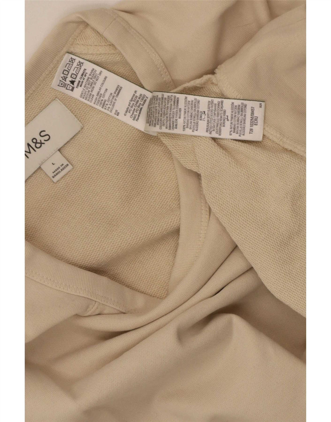 Marks & Spencer Womens Sweatshirt Jumper UK 16 Large Beige Cotton