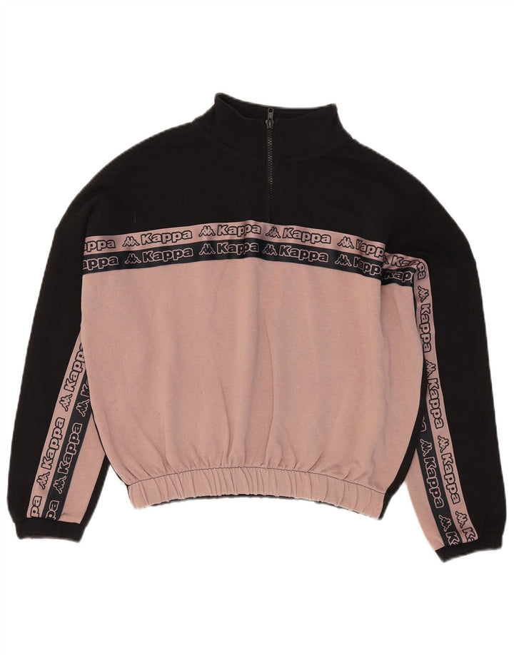 Kappa Womens Oversized Graphic Sweatshirt Jumper UK 10 Small Black