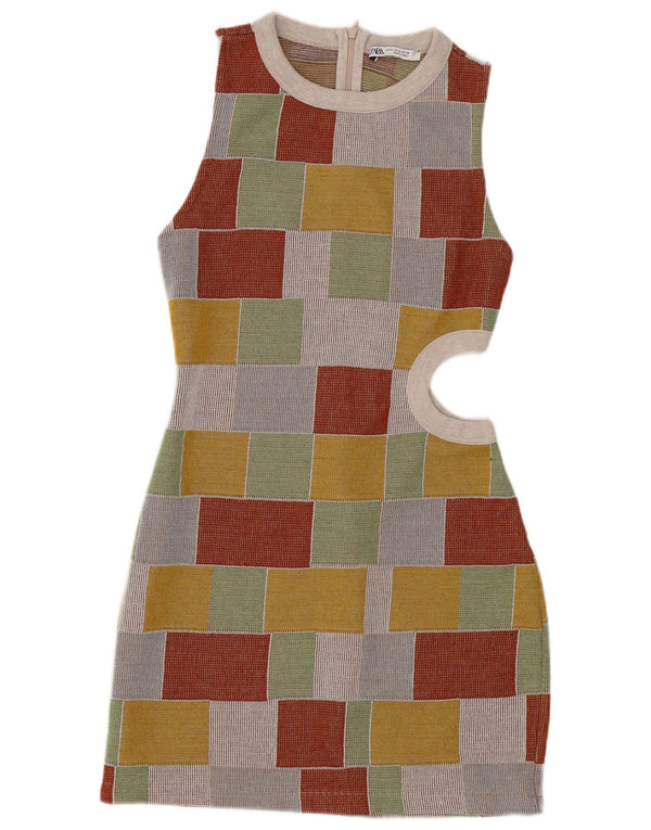 Zara Womens Sleeveless Bodycon Dress UK 12 Medium Multicoloured Geometric