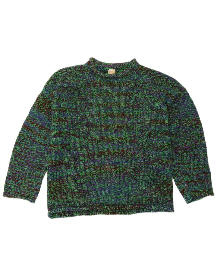 Legend Mens Crew Neck Jumper Sweater Medium Green Flecked Cotton