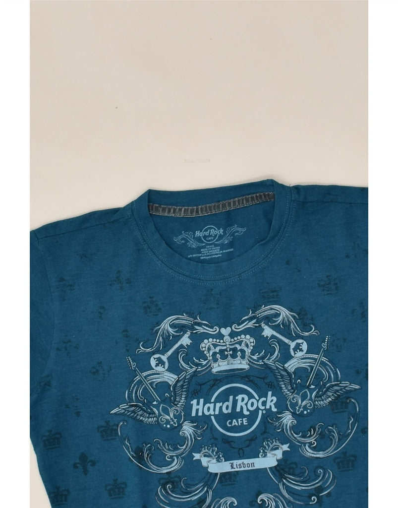 HARD ROCK CAFE Womens Lisbon Graphic T-Shirt Top UK 10 Small Blue Cotton | Vintage Hard Rock Cafe | Thrift | Second-Hand Hard Rock Cafe | Used Clothing | Messina Hembry 