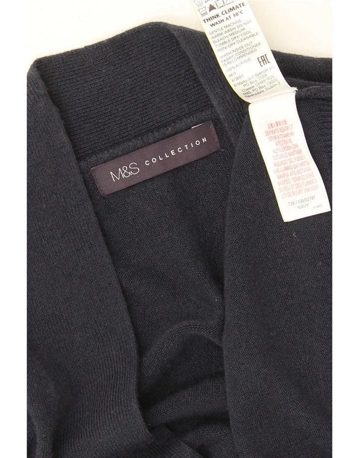 Marks & Spencer Womens Oversized Cardigan Sweater UK 10 Small Navy Blue