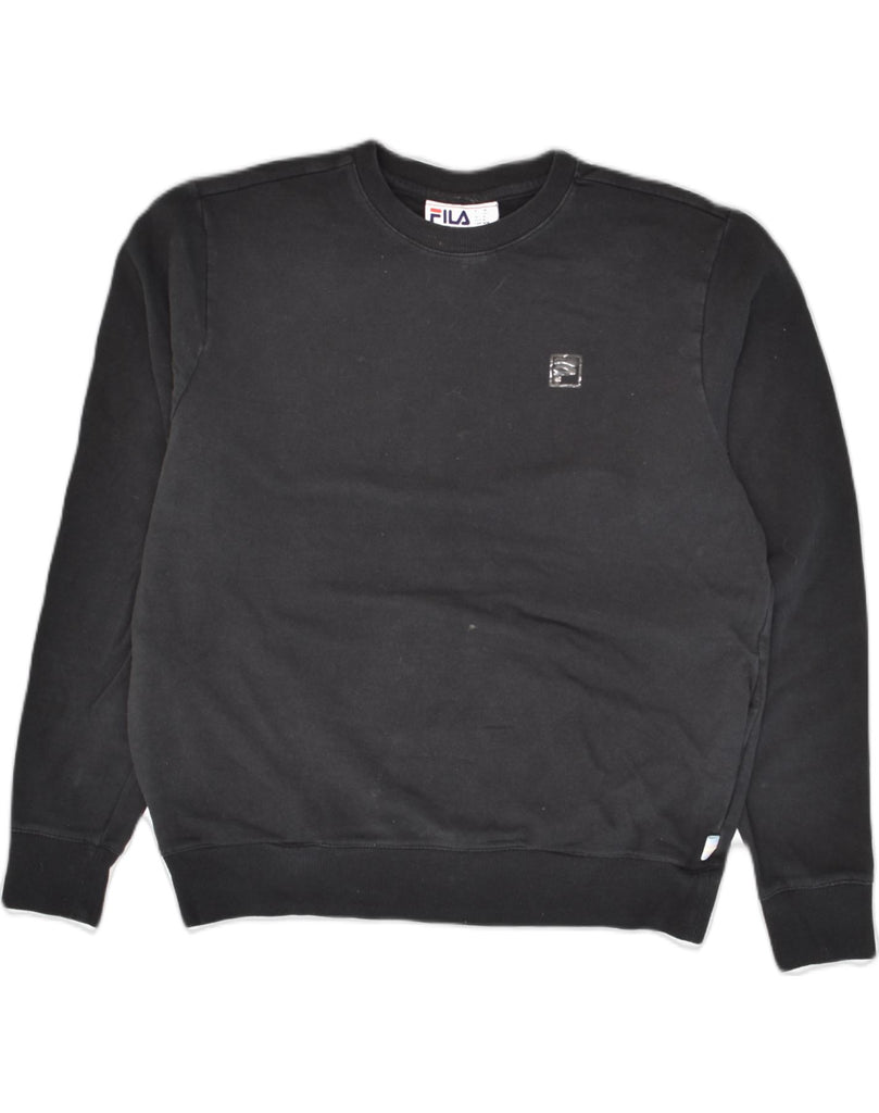 FILA Mens Sweatshirt Jumper Medium Black Cotton | Vintage Fila | Thrift | Second-Hand Fila | Used Clothing | Messina Hembry 