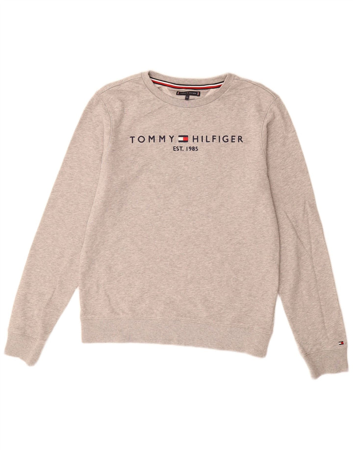 Tommy Hilfiger Boys Graphic Sweatshirt Jumper 13-14 Years Grey Flecked