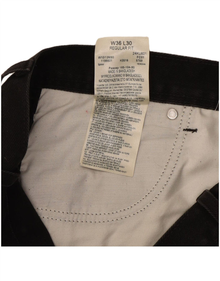 Wrangler Mens Regular Fit Straight Jeans W36 L30 Black Cotton