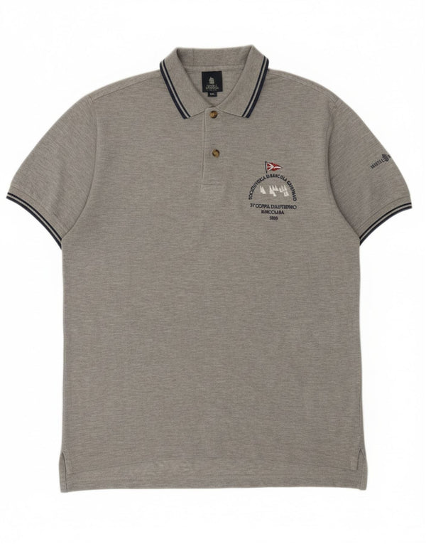 Marina Yachting Mens Graphic Polo Shirt Medium Grey Cotton