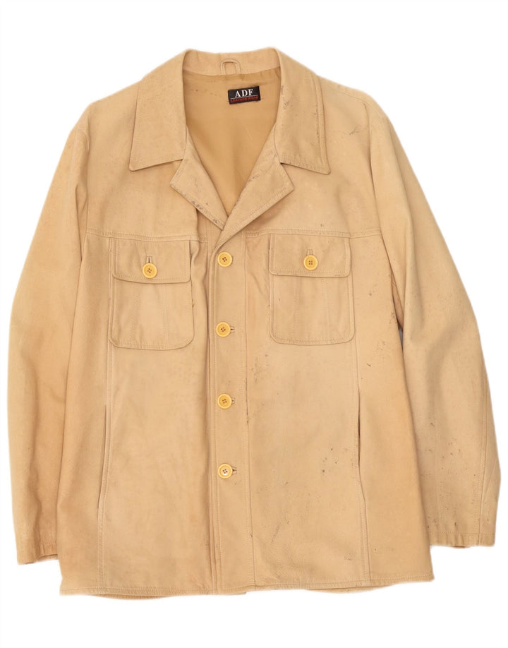 Vintage Mens Leather Jacket IT 52 XL Beige