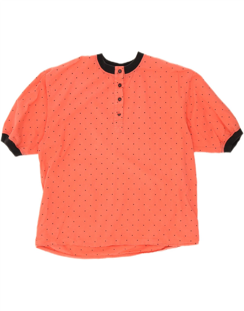 VINTAGE Womens Blouse Top UK 16 Large Orange Spotted Cotton Vintage Vintage and Second-Hand Vintage from Messina Hembry 