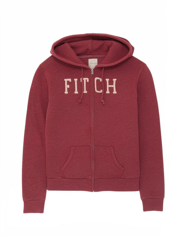 Abercrombie & Fitch Womens Graphic Zip Hoodie Sweater UK 4 XS Burgundy