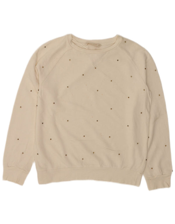 Zara Womens Sweatshirt Jumper UK 10 Small White Cotton