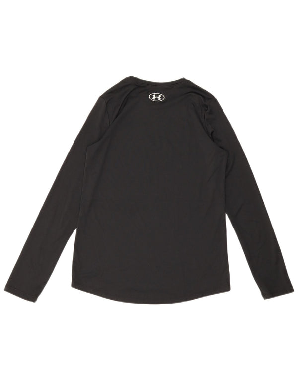 Under Armour Boys Heat Gear Graphic Top Long Sleeve 11-12 Years Large Black