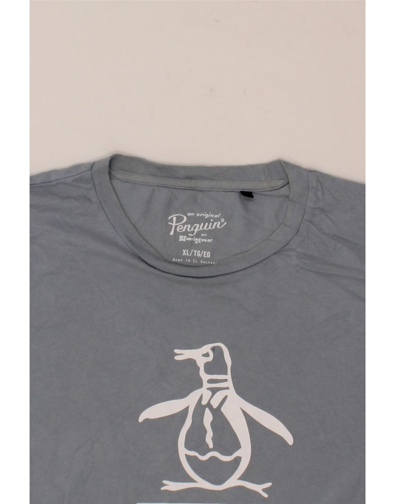 PENGUIN Mens Graphic T-Shirt Top XL Blue Cotton Vintage Penguin and Second-Hand Penguin from Messina Hembry 