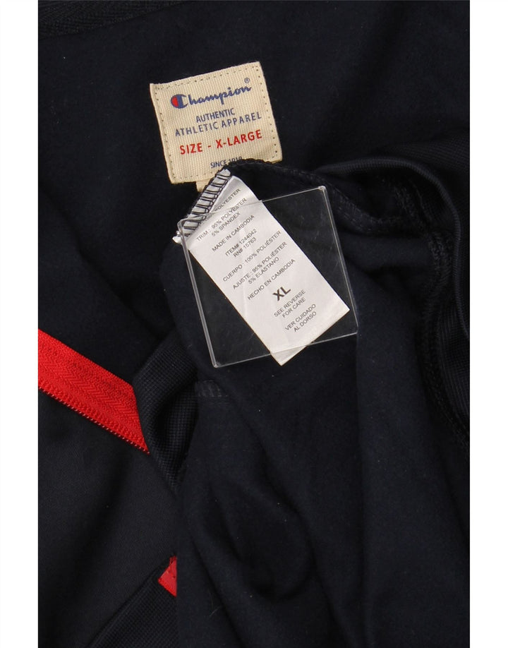 CHAMPION Mens Tracksuit Top Jacket XL Navy Blue Colourblock Polyester